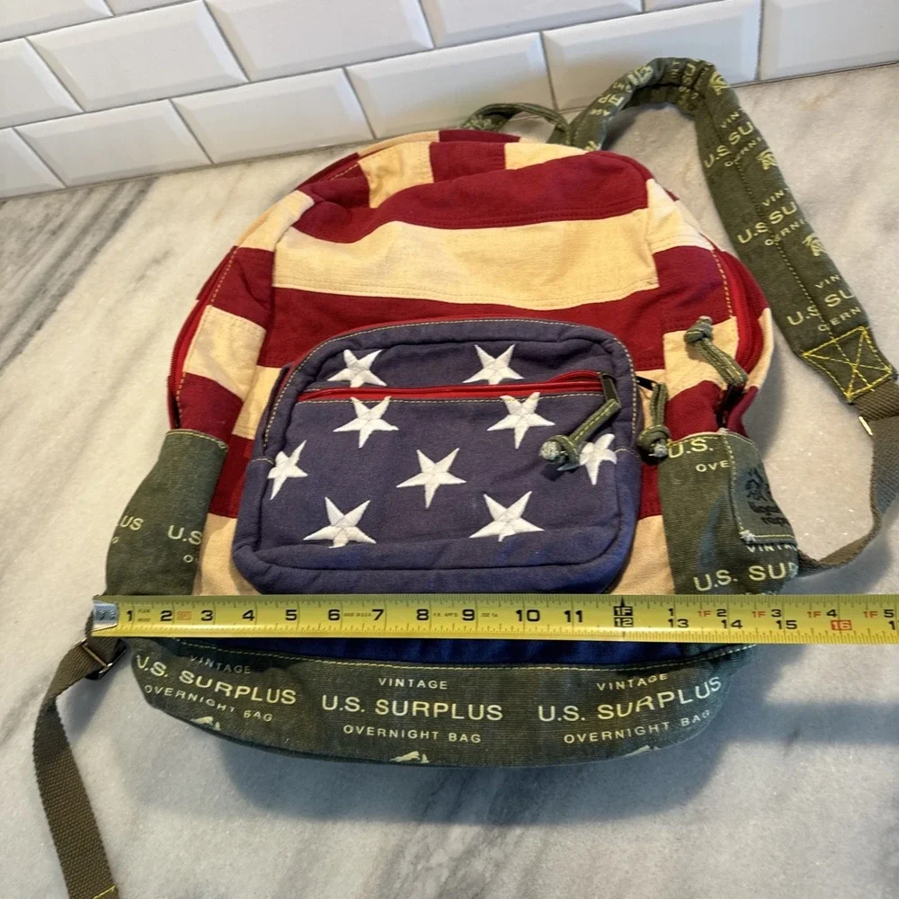Tigerbear Republik Vintage US Surplus Heavy‎ Canvas Backpack With US Flag GW999